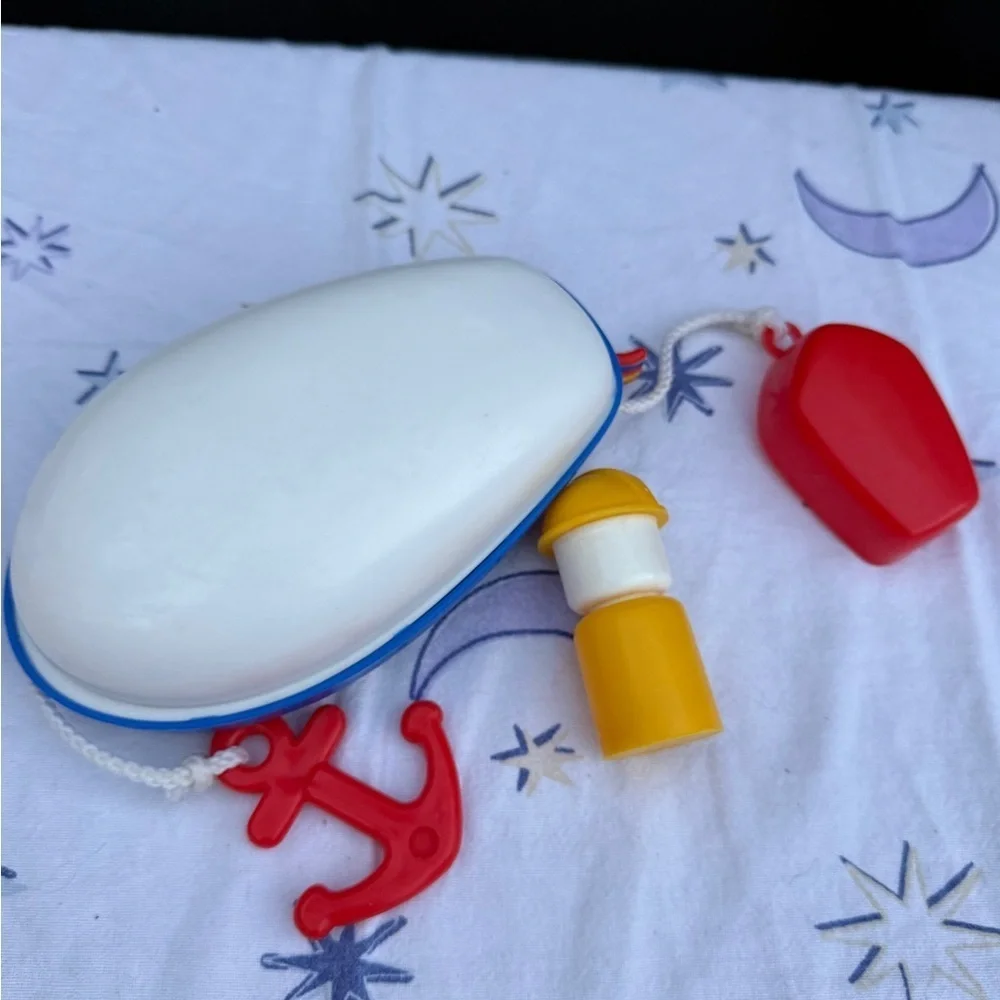 Fisher-Price Vintage Blue and Red Boat Tugboat Bath Toy